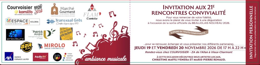 Invitation aux 21e Rencontres Convivialité — Beaujolais Nouveau 2026